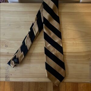 Nautica Black and Gold Striped Silk Tie